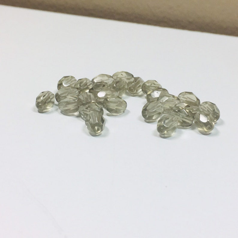 Fire Polished Bead Supply Jewelry Making, Gray Ovals Czech Glass 35 Grey Fire Polished Czech Oval Bead 7x5mm Grey