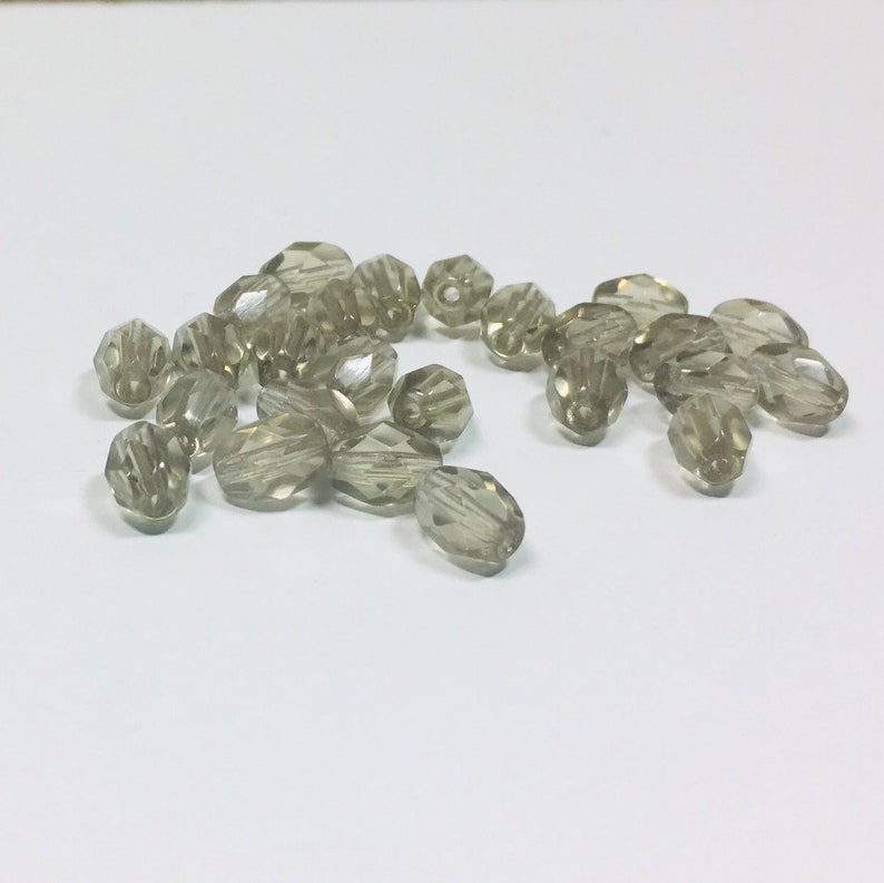 Fire Polished Bead Supply Jewelry Making, Gray Ovals Czech Glass 35 Grey Fire Polished Czech Oval Bead 7x5mm Grey
