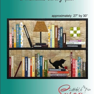 Bibliocat -  PRINTABLE PDF PATTERN | A Whimsical Library Quilt Pattern | Cutomizable Bookshelf Quilt Pattern