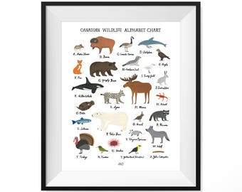 Canadian Wildlife Alphabet Chart