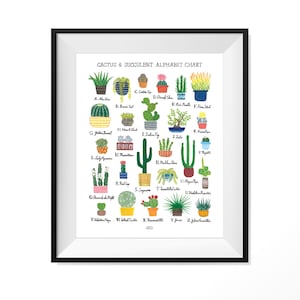 Cactus & Succulent Alphabet Chart Art Print