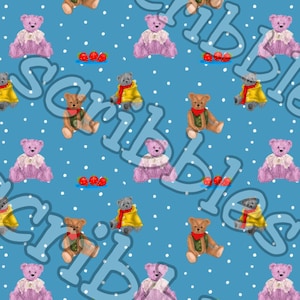 Teddyberen picknick naadloos patroon digitaal bestand stof naaien kleding kaart maken van scrapbooking