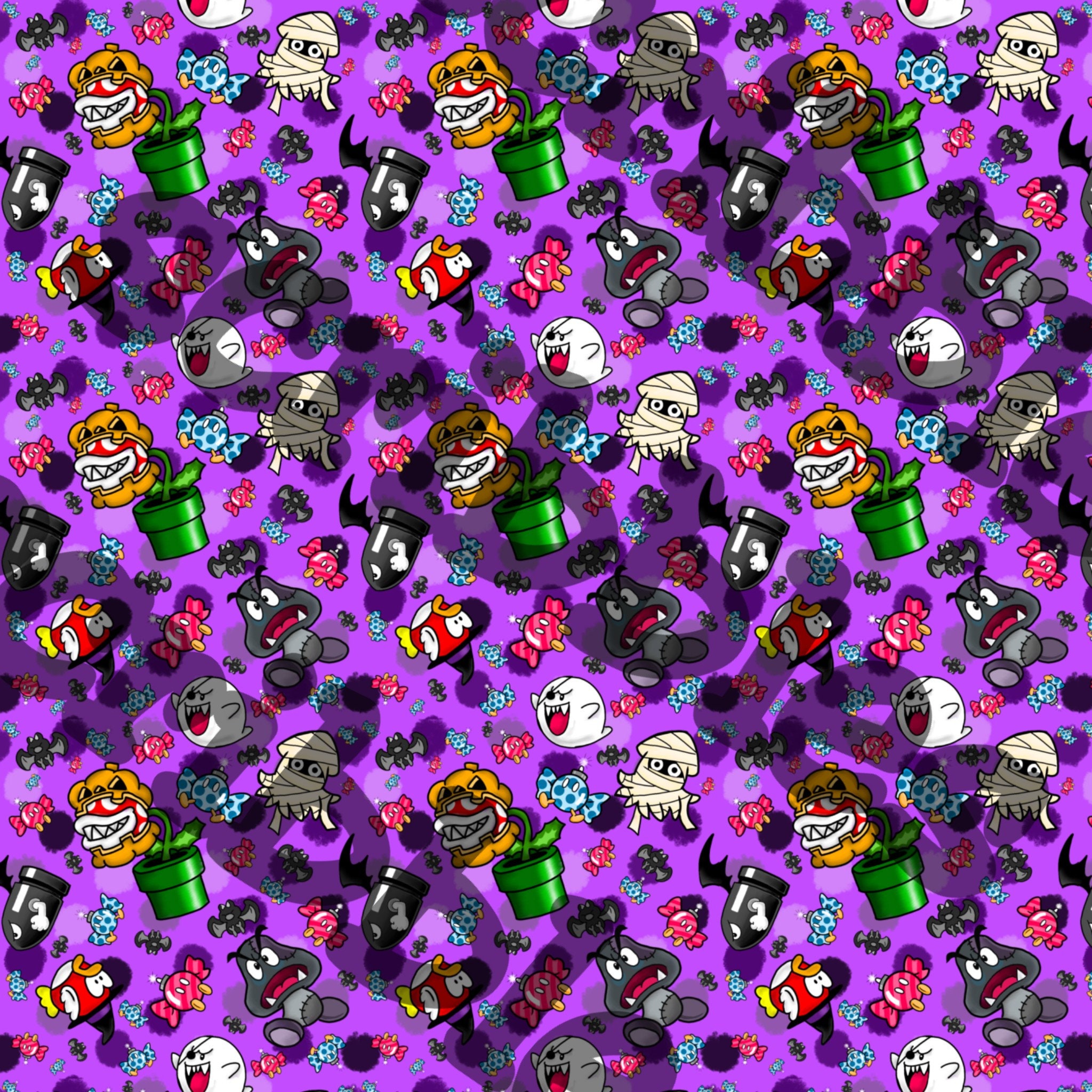Mario Seem Less Pattern Mario Halloween Themed Seamless Pattern Digital File Fabric Card Making ...