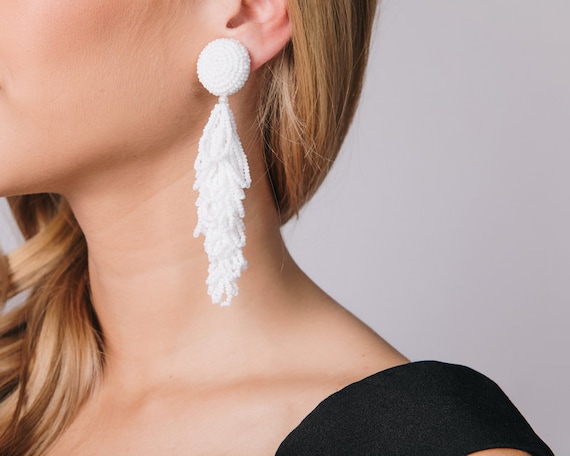 Lulu Beaded Clip-On Earrings Sachin Babi Tassel earrings,  seed bead Gift for Earrings for a