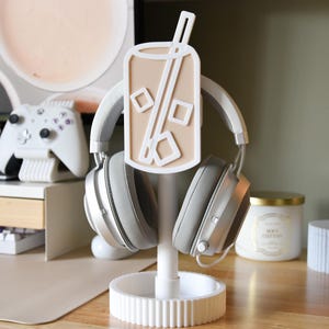 Headphone Stand Iced Coffee- cozy desk setup accessories neutral headphone stand gaming decor desk setup gift for gamer girl coffee lover