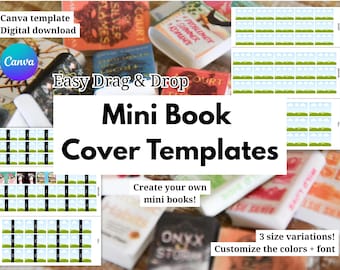 Mini Book Template- Digital Download, mini book cover templates, reading journal, TBR jar, Anxiety Bookshelf, doll house, Canva editable