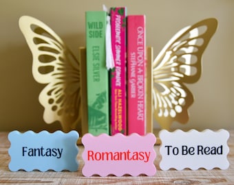 Wavy Bookshelf Labels- Squiggle Home Library Organization Bookshelf Sections Display Office Decor Signs Literary Genres Bookish Scalloped