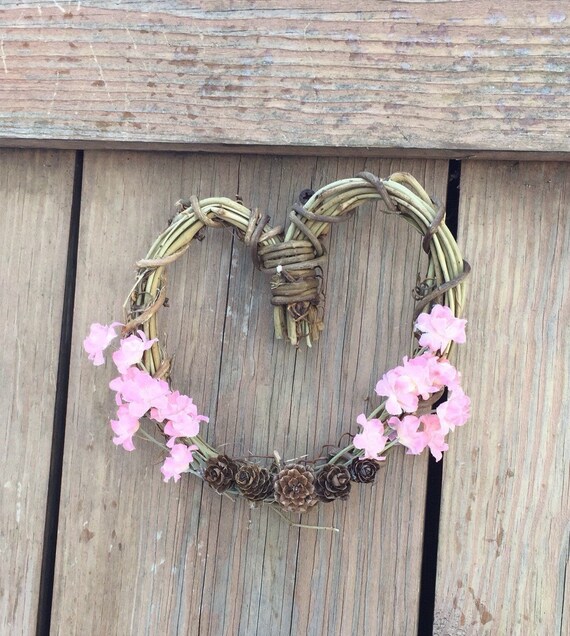 Small Heart Shaped Valentines Wreath With Pink Baby S Etsy