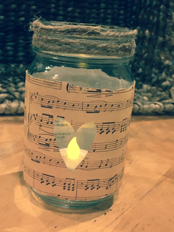 Heart candle jar decorated mason jar Valentine candle jar Etsy