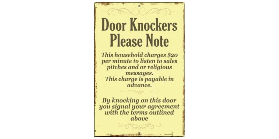 Door Knockers No Solicitation Metal Sign Front Door Sign No Etsy