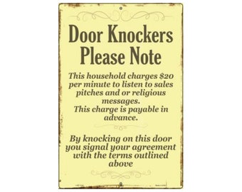 Door Knockers, No Solicitation Metal Sign, Front Door Sign, No Solicitors, No Solicitation Plaque,
