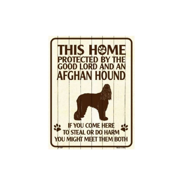 Afghan Hound This Home Is Protected Novelty Metal Parking Sign