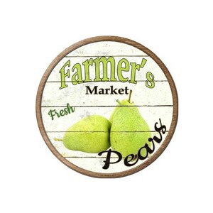 Farmers Market Fresh Pears Novelty Metal Circular Sign 12&quot; Farm House Decor, Vintage Sign, Advertising Sign,Metal Sign, Farmers Sign