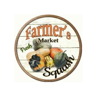 Bauernmarkt frisch Squash Neuheit kreisförmigen Blechschild 12&quot; Farm Haus Dekor, Vintage Zeichen, Werbeschild, Metall-Schild, Bauern Zeichen