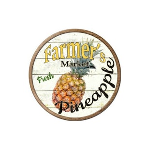 Bauernmarkt frische Ananas Neuheit kreisförmigen Blechschild 12&quot; Farm Haus Dekor, Vintage Zeichen, Werbeschild, Metall-Schild, Bauern Zeichen
