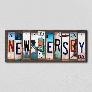 New Jersey License Plate Tag Strips Novelty Wood Signs Custom Wood Sign, Anniversary Gift, Gift for Her, Gift for Him, Unique Gift