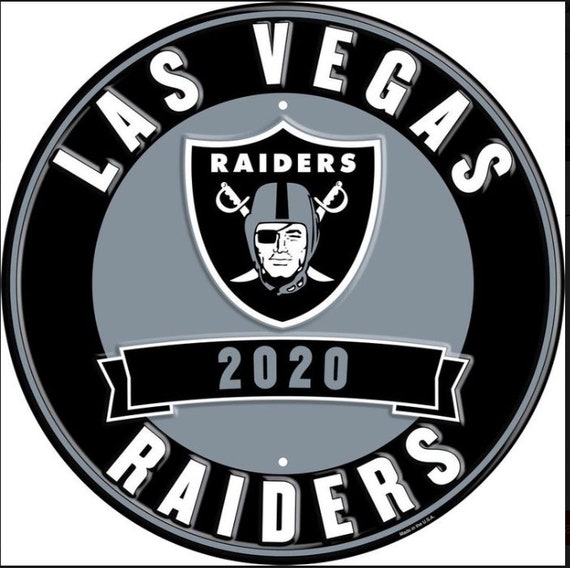 NFL Football Team Las Vegas Raiders Embossed 12 Inch Round Metal