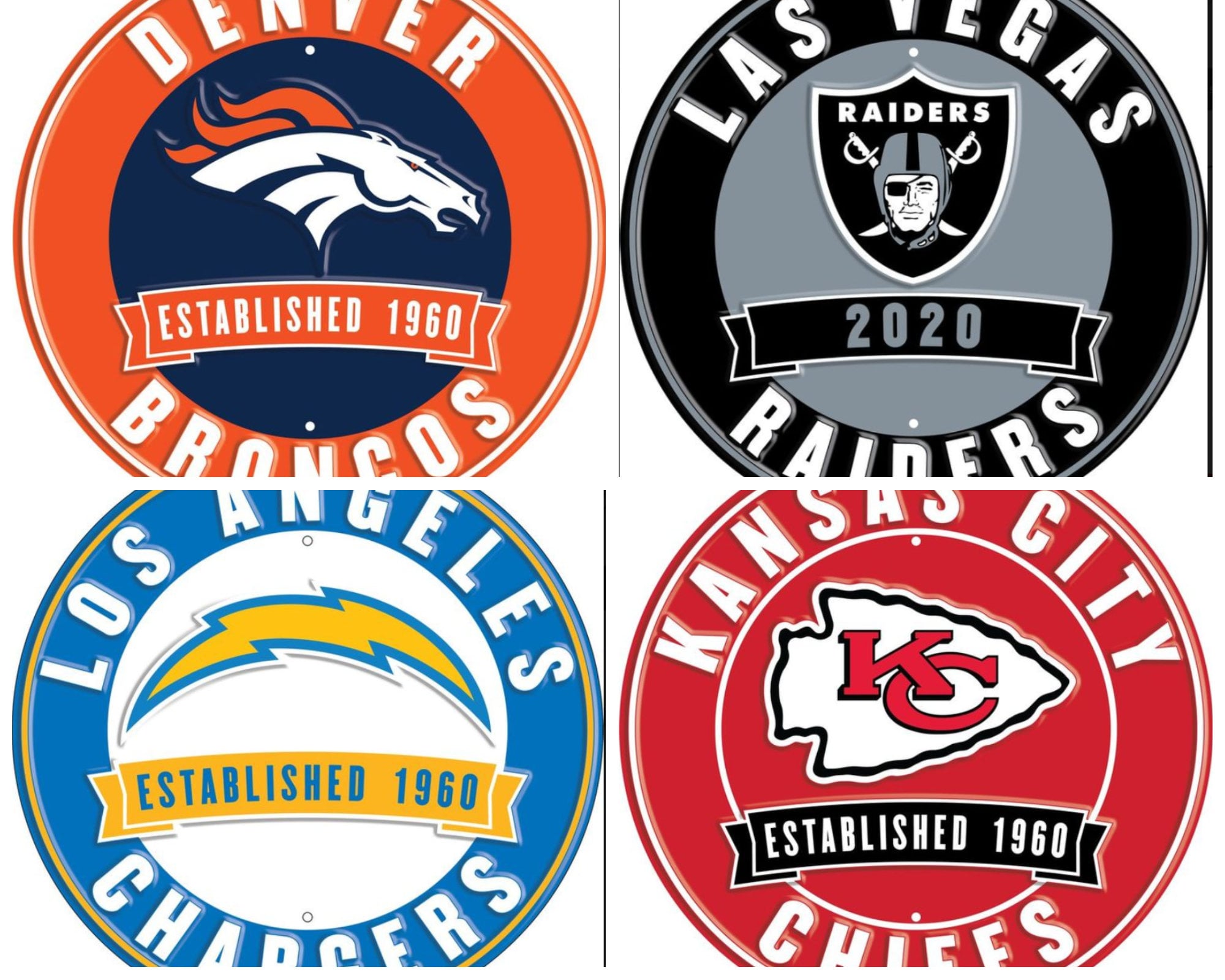 NFL Football Team Las Vegas Raiders Embossed 12 Inch Round Metal Sign, Fan  Decor,