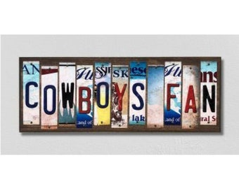 Dallas Cowboys-fan handgemaakt houten bord met metalen nummerplaatstrips Gepersonaliseerde voetbalfanbord, aangepast bord teamnaam