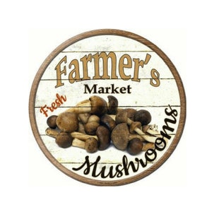 Bauernmarkt frische Pilze Neuheit kreisförmigen Blechschild 12&quot; Farm Haus Dekor, Vintage Zeichen, Werbeschild, Metall-Schild, Bauern Zeichen