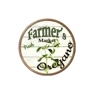 Farmers Market Fresh Oregano Novelty Metal Circular Sign 12&quot; Farm House Decor, Vintage Sign, Advertising Sign,Metal Sign, Farmers Sign
