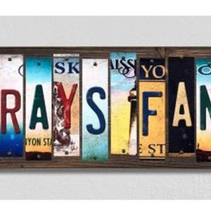 Tampa Bay Rays Fan Handmade Wood Sign with Metal License Plate Strips  Personalized Baseball Fan Gift, Baseball Wall Decor, Baseball Sign