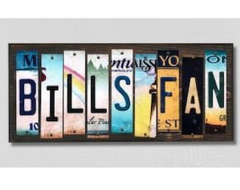 Buffalo Bills Fan Handmade Wood Sign with Metal License Plate Strips  Personalized Football Fan Sign, Custom Team Name Sign, Football Gift