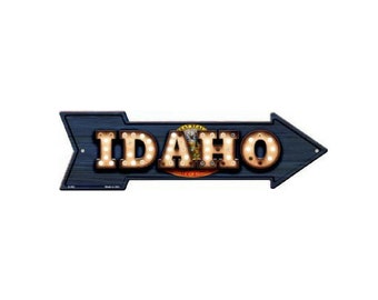 Idaho Bulb Lettering Idaho State Flag Background Novelty Metal Arrow Sign