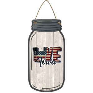 Love Iowa Silhouette Novelty Metal Mason Jar Sign
