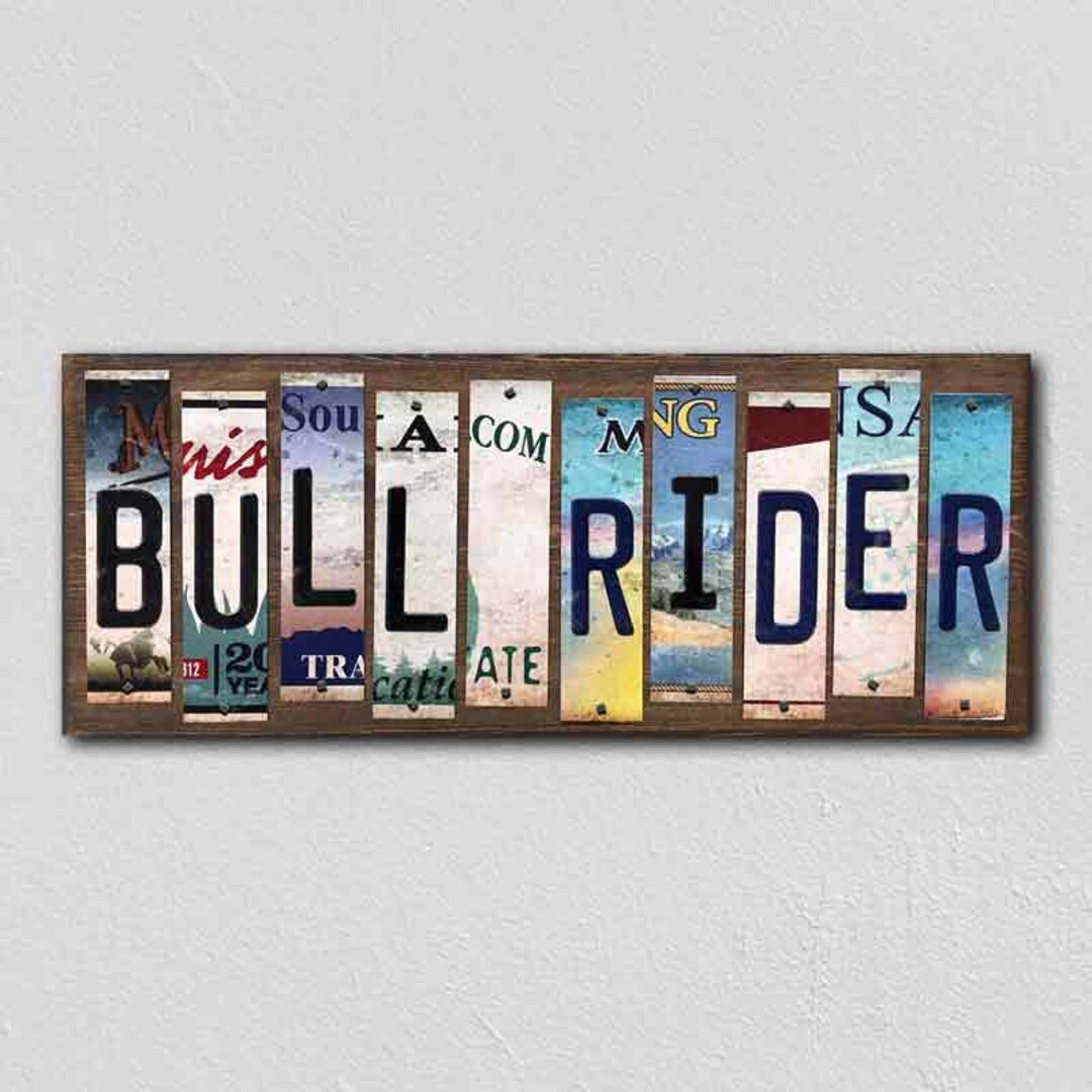 Bull Rider License Plate Tag Strips Novelty Wood Signs WS-564 Custom ...