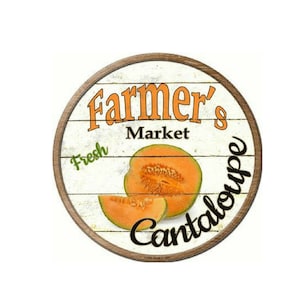 Bauernmarkt frische Melone Neuheit kreisförmigen Blechschild 12&quot; Farm Haus Dekor, Vintage Zeichen, Werbeschild, Metall-Schild, Bauern Zeichen