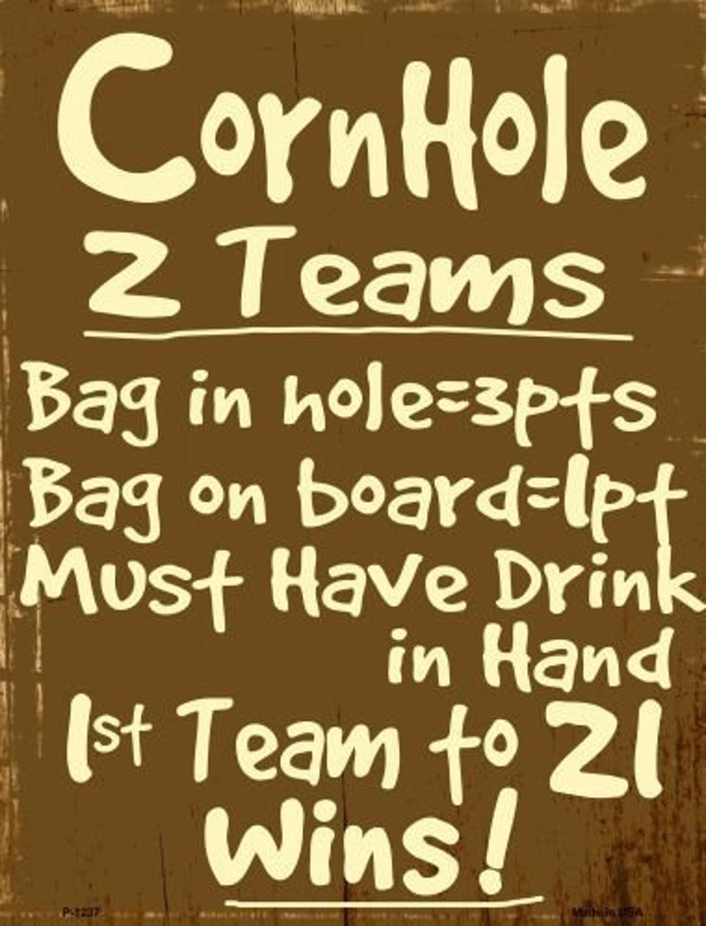 Cornhole Rules Metal Novelty Parking Sign P-1237 - Etsy