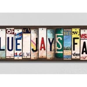 Toronto Blue Jays Fan Handmade Wood Sign with Metal License Plate Strips  Personalized Baseball Fan Gift, Baseball Wall Decor, Baseball Sign