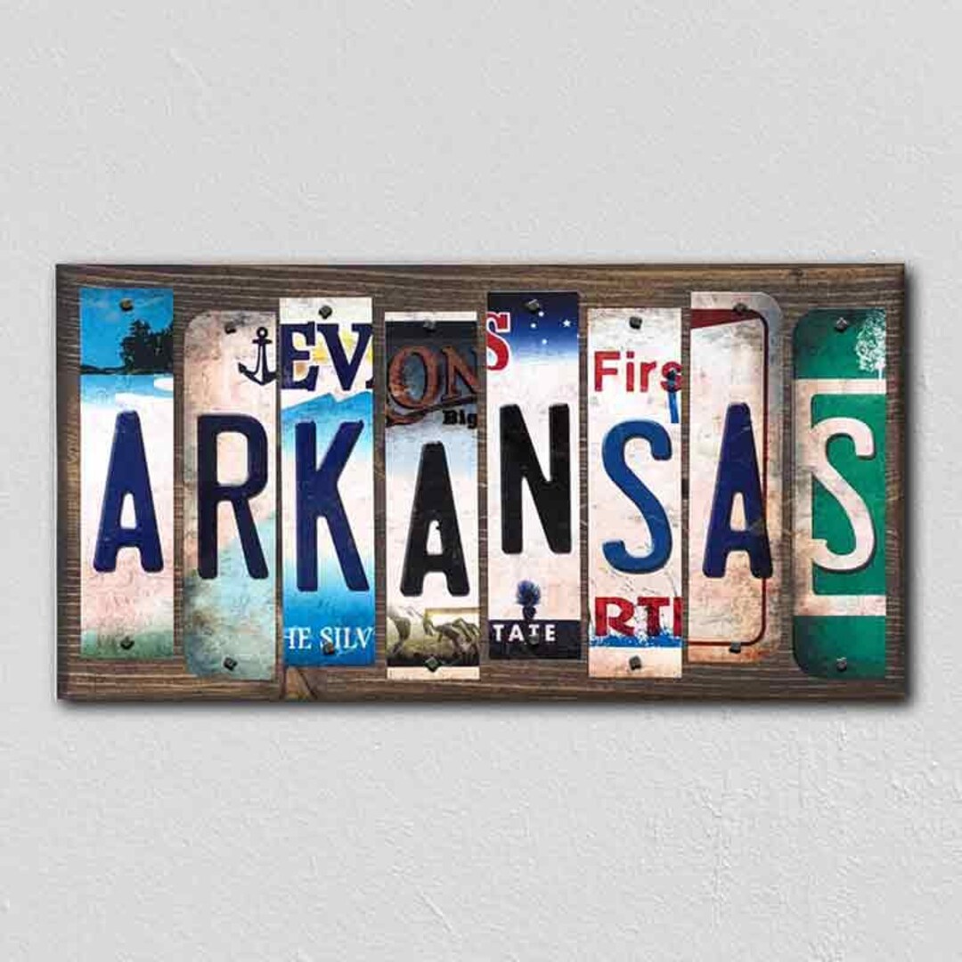Arkansas License Plate Tag Strips Novelty Wood Signs Custom Etsy