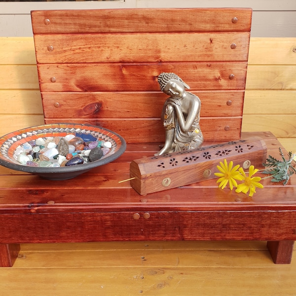 Wooden Puja/Pooja Table Top Free Standing Shrine Altar Meditation Stand Table Top handmade - PICK UP ITEM