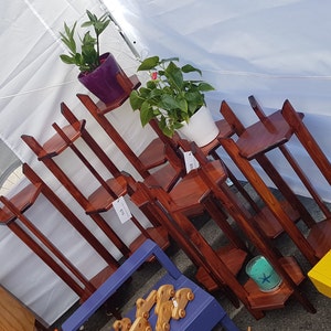 Wooden Hexagon 3 or 2 tier indoor Plant Stand image 9