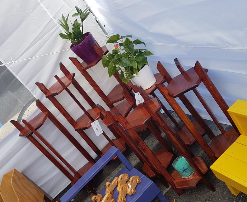 Wooden Hexagon 3 or 2 tier indoor Plant Stand image 9