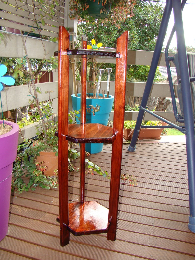 Wooden Hexagon 3 or 2 tier indoor Plant Stand image 6