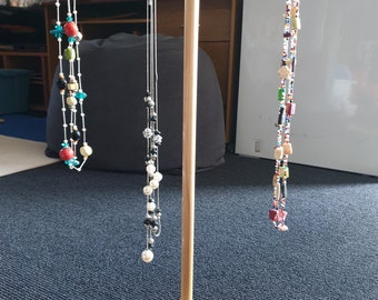 Dressed Pine Handmade Wooden T Bar Jewellery Stand to accommodate long Chains and Necklaces
