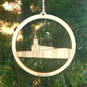 Santiago Chile Tempel ornament - Holzornament - Weihnachtsschmuck