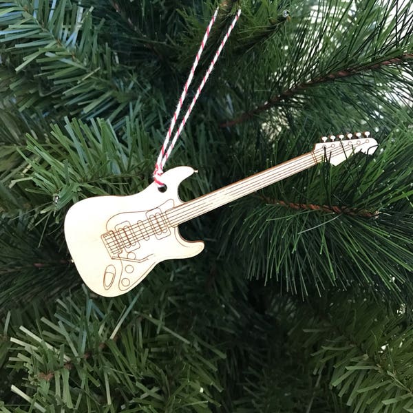 Electric Guitar Ornament - Wood Ornament - Christmas Ornament