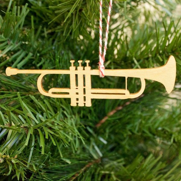 Trumpet Ornament - Wood Ornament - Christmas Ornament