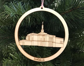 Snowflake Arizona Temple Ornament - Wood Ornament - Christmas Ornament