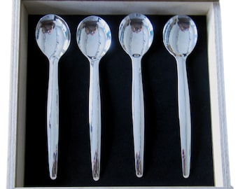 Cuillères en argent coffret (petite), très bien en argent 999, cuillère de bébé, cadeau de baptême, Baby shower gift, Unique présent.