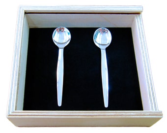 Cuillères en argent coffret (petite), très bien en argent 999, cuillère de bébé, cadeau de baptême, Baby shower gift, Unique présent.