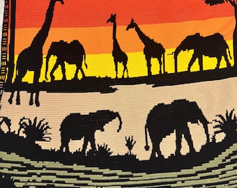 サバンナサンセットモザイクオーバーレイブランケットパターン | アフリカンサファリシルエットクロッシェ | PDF