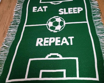 Eat Sleep Football Repeat | PDF Crochet Pattern | Blanket Tutorial