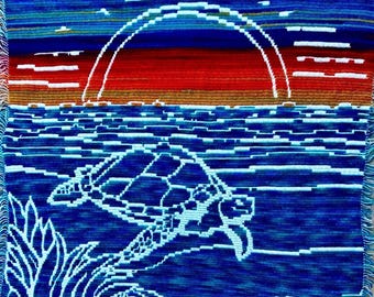 Mosaic Crochet Blanket Pattern Turtle Design | Overlay Crochet Throw PDF | Written Instructions and Chart