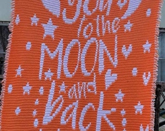 Love You To The Moon and Back | PDF Crochet Pattern | Blanket Tutorial