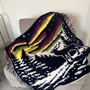 Patrón de manta de crochet Antlers of the North, superposición de mosaico en PDF